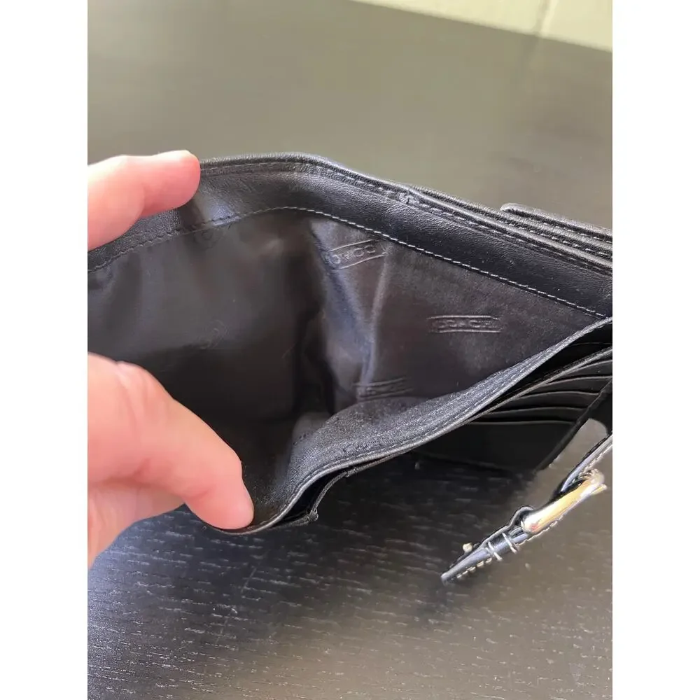 Coach Soho Black Jacquard Signature Buckle Bifold Wallet Vintage Y2K